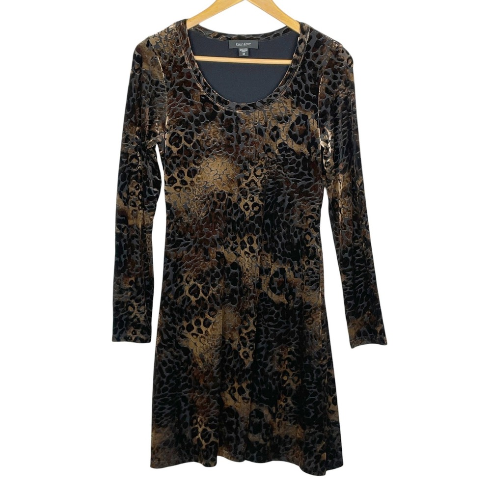 Karen Kane Leopard Snake Print Burnout Velvet Mini Dress Size M Party Mob Wife